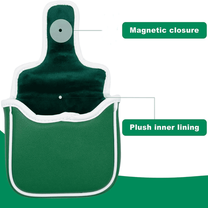 Green lucky clover square mallet putter covers with magnetic closure