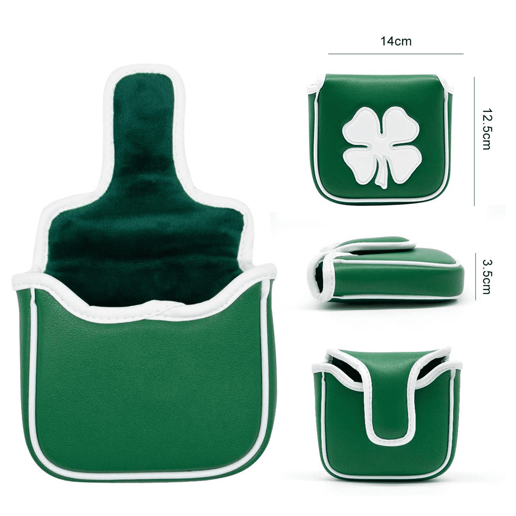 Green lucky clover square putter headcovers mallet size