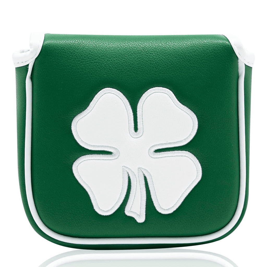 Green leather clover square mallet putter cover
