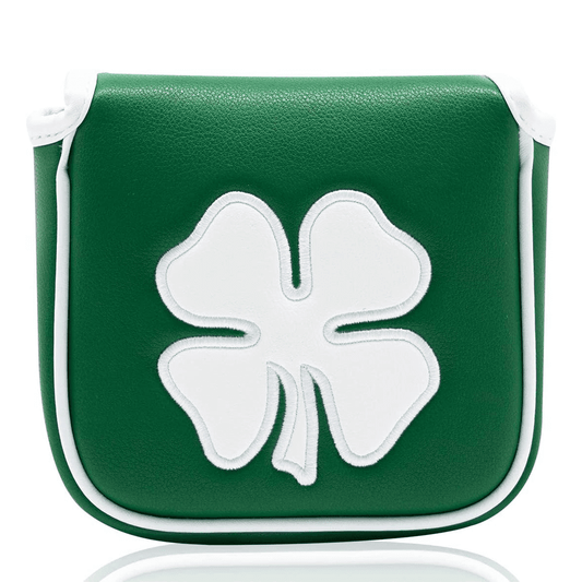 Green leather clover square mallet putter cover