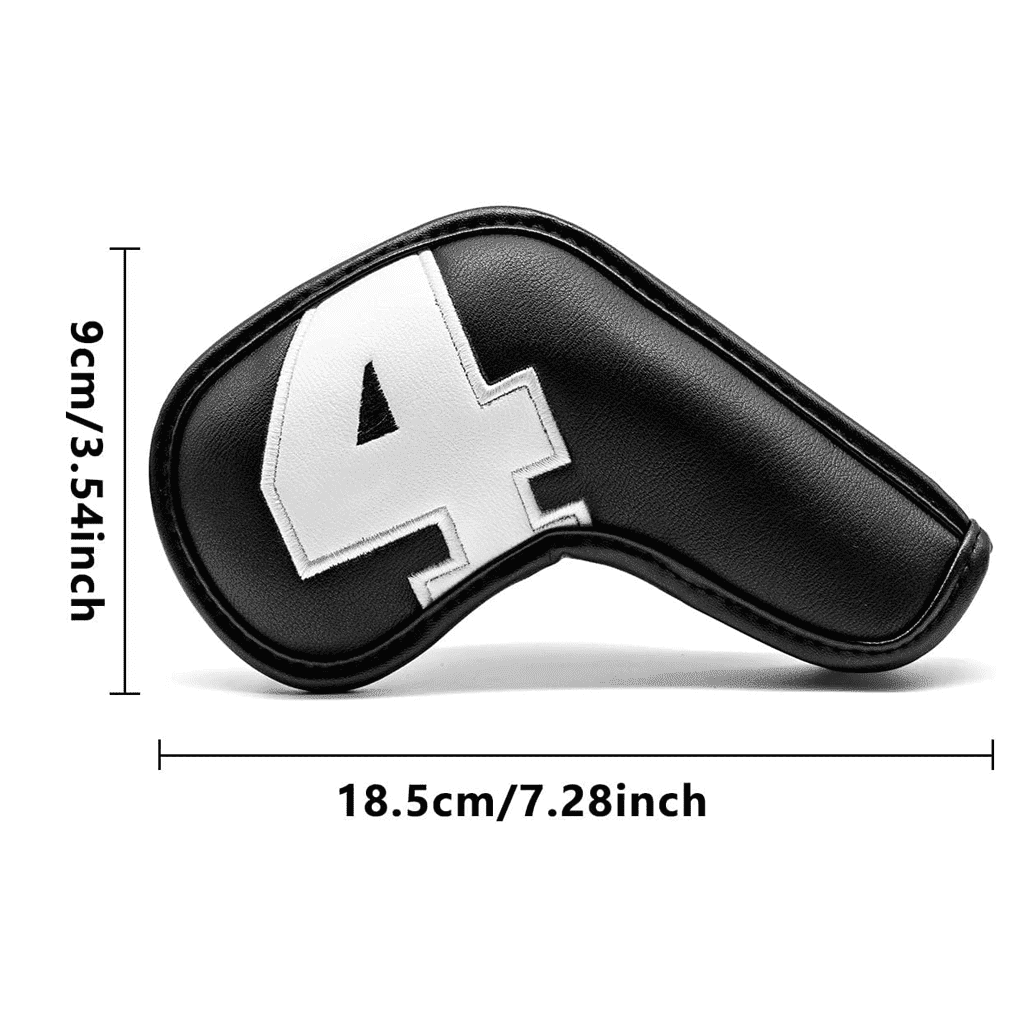 Black Leather white number golf iron headcovers