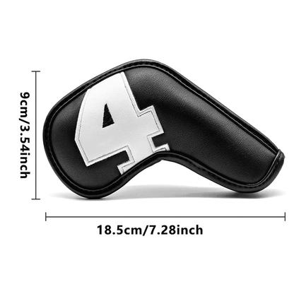 Black Leather white number golf iron headcovers