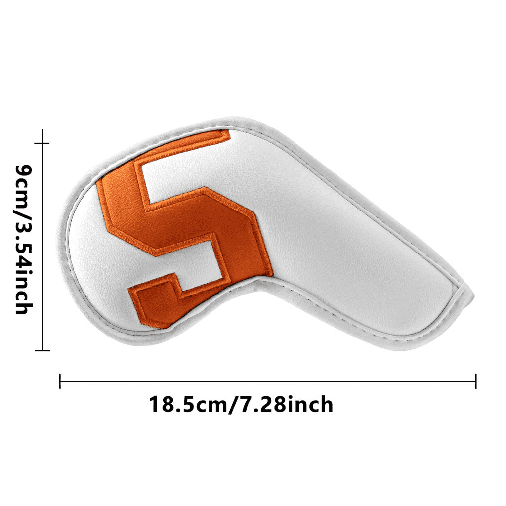 White  Leather  golf iron headcovers with colorful number