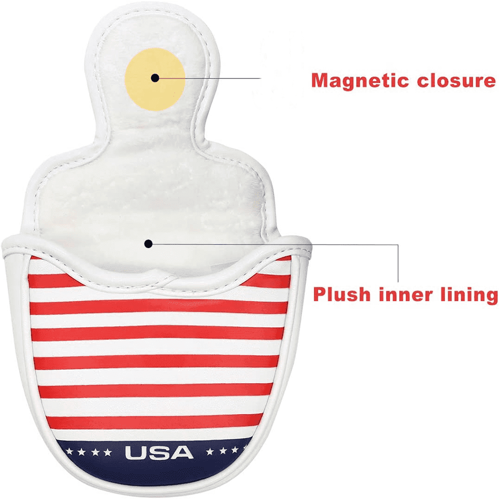 America leather mallet putter cover with magnetic closure