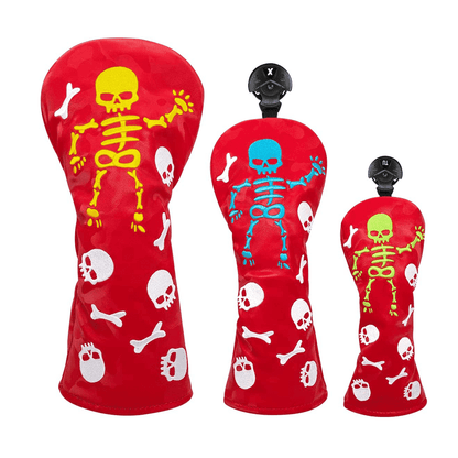 Red Leather Skeleton golf club head cover sets