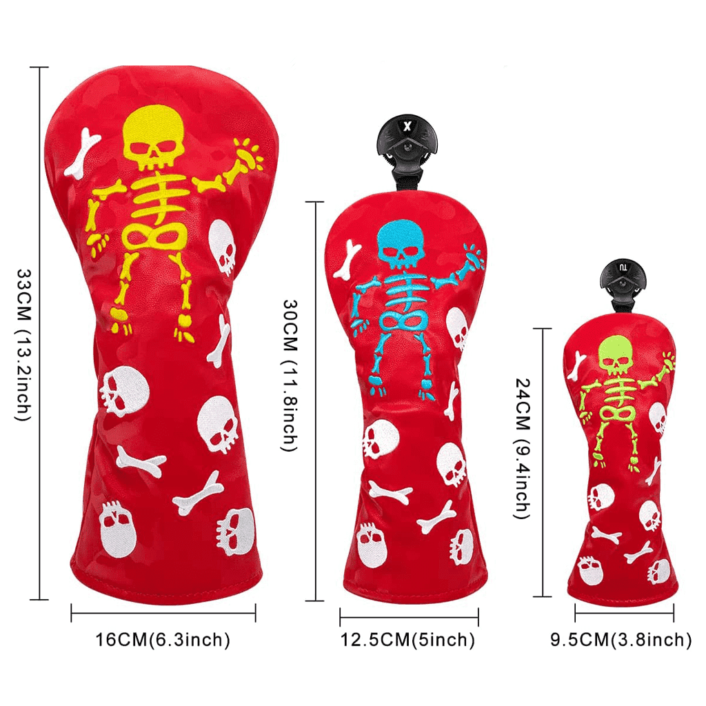 Red Leather Dancing Skeleton Golf Head Covers Driver size
