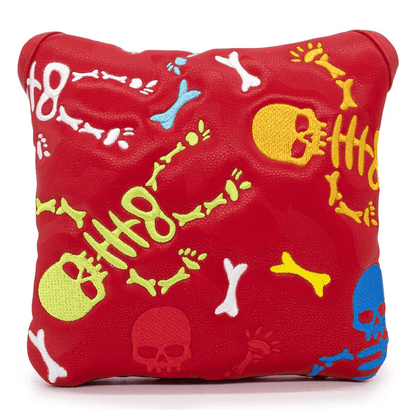 Red Leather Skeleton mallet putter covers front  side