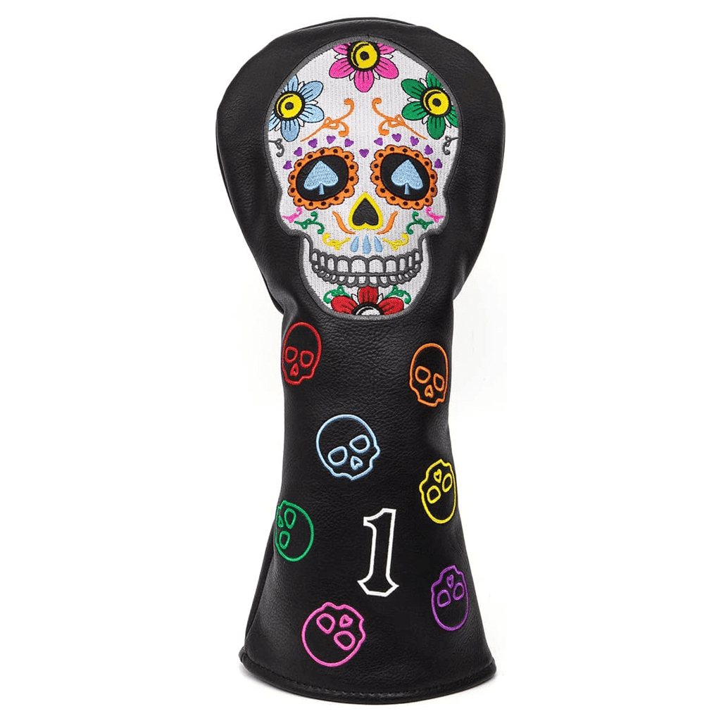 Black Leather Sugar Skull Driver Head Covers | Gloof Golf – gloofgolf