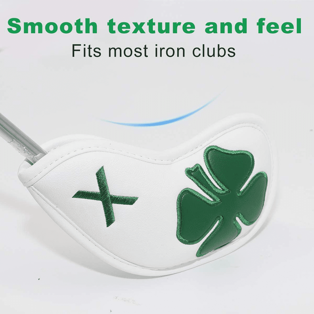 White 4-leaf clover golf iron headcovers