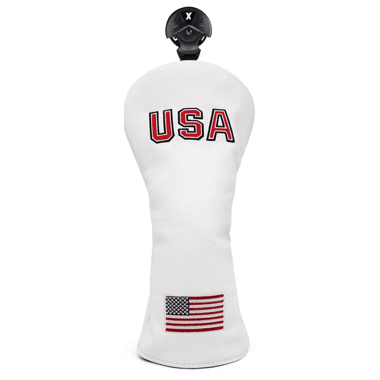 White USA Flag fairway wood head covers front