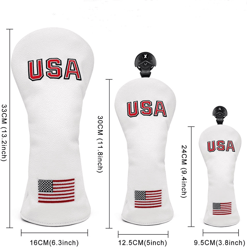 White USA Flag golf headcovers set sizes