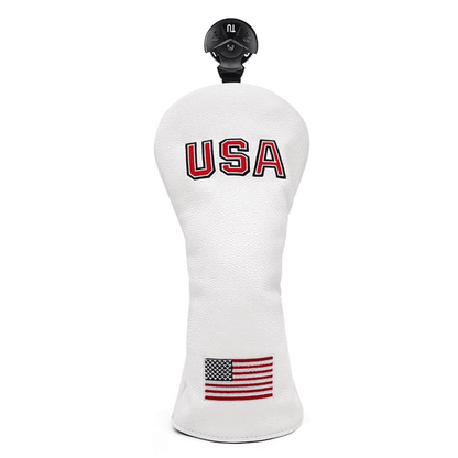 White USA golf hybrid head covers 