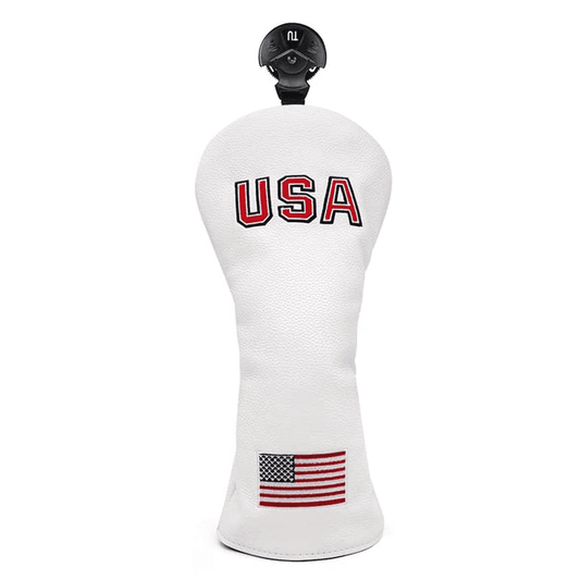 White USA golf hybrid head covers 