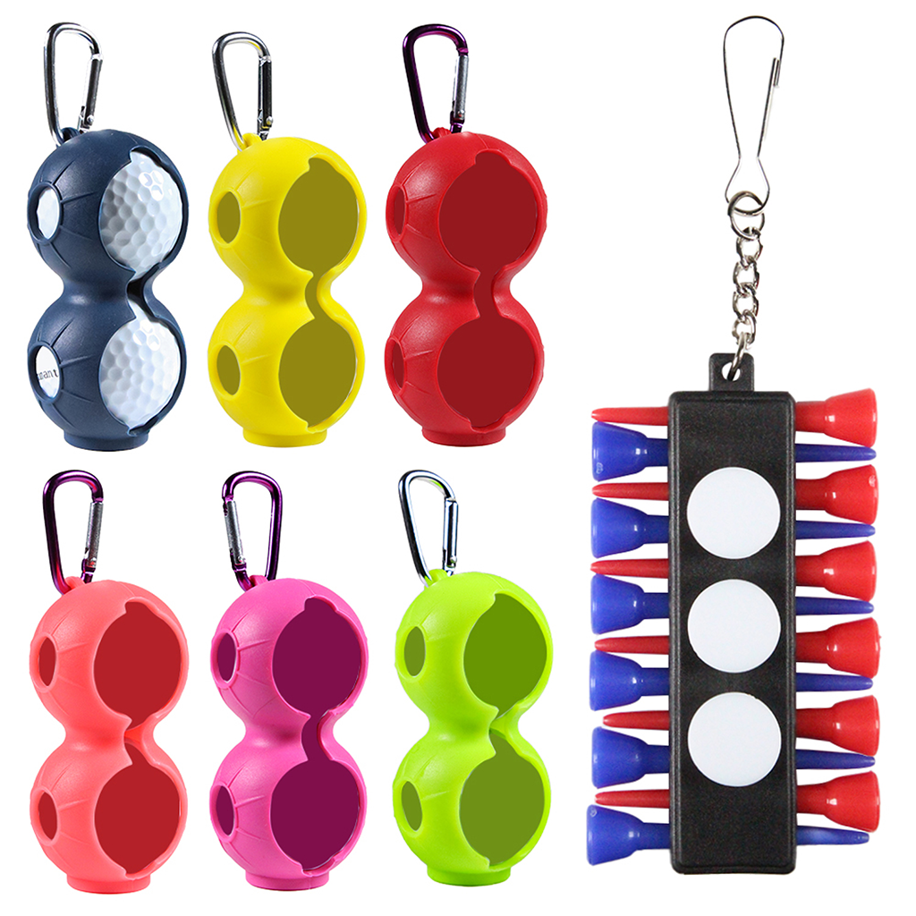 Set of 6pcs Golf ball holders hold up to 12 balls and 1 pcs golf tee holder holds up to 12 golf tess and 3 range tees