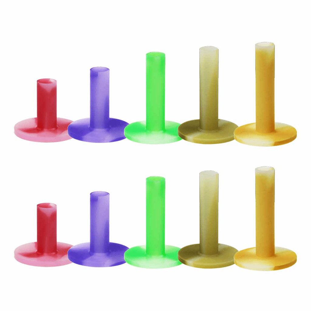 10pcs/set colored rubber golf tees for mats with 5 sizes
